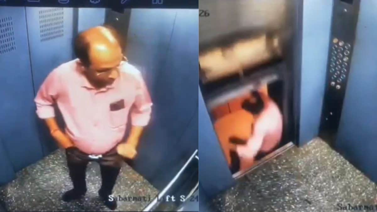 Gujarat Man Narrowly Escapes Injury After Lift Moves While He Steps Out | Video