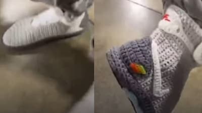 The grandson proudly wore the sneakers. (Photo Credit: Instagram)