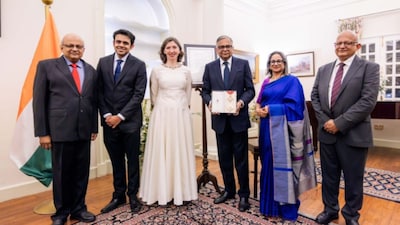 Tata Group chairman N Chandrasekaran has been awarded the KBE award. (Lindy Cameron/X)