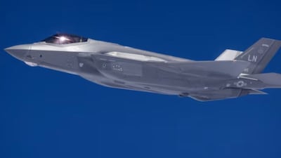 File photo shows a US F-35 flying over Greek territorial waters on October 4, 2024. Credit: AFP/Getty Images/File