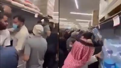 A screengrab from a video circulating on X showing crowded supermarkets and empty shelves is going viral. 