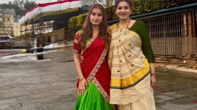 The images featured both Rasha and Raveena dressed in elegant traditional attire.