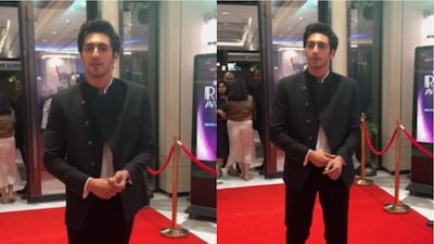 Ahaan Panday Keeps It Sharp In A Tailored Black Bandhgala At Showsha Reel Awards 2026