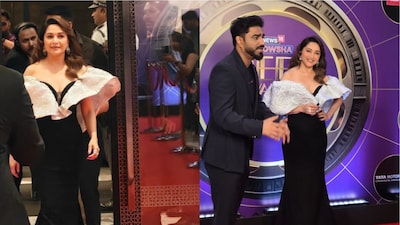 The metallic textured detail added a dramatic contrast to the otherwise minimalist black base, giving the ensemble both movement and visual depth.