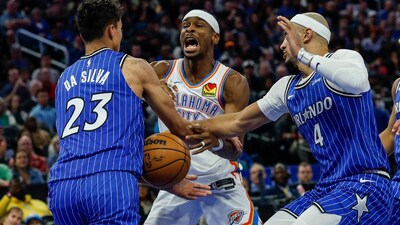 Shai Gilgeous-Alexander has ball stripped away by Orlando Magic forward Tristan da Silva (Picture credit: AP)