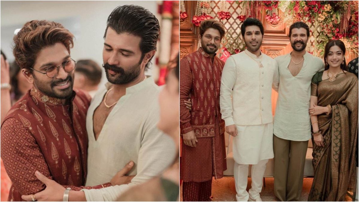 Newlyweds Rashmika Mandanna-Vijay Deverakonda Join Allu Arjun For Allu Sirish’s Pelli Koduku Function | PICS | Telugu Cinema News Newlyweds Rashmika Mandanna-Vijay Deverakonda Join Allu Arjun For Allu Sirish’s Pelli Koduku Function | PICS | Telugu Cinema News
