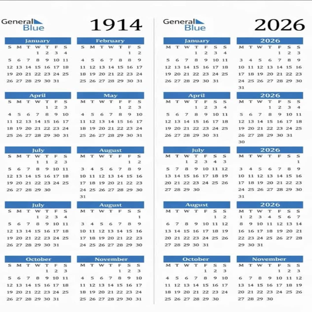 The 2026 calendar is a mirror of 1914—the year World War I broke out. With Iran-Israel tensions rising and the US involved, many online are drawing uneasy parallels, sparking speculation about history repeating itself.