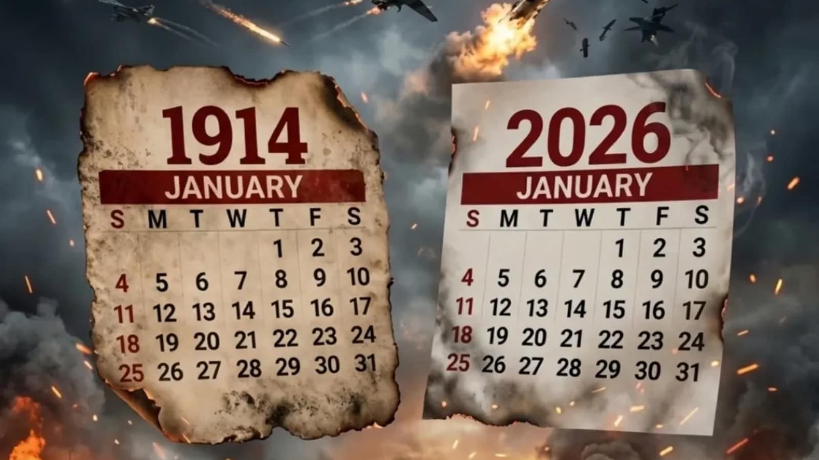 As per calculations, both 1914 and 2026 share identical structure because neither year is a leap year and both begin on Thursday. This creates a perfect mirror of dates and weeks throughout the entire year. This alignment means that every date tends to fall on the same day of the week in both years. However, this resemblance has led to panic as 1914 is closely associated to one of the most devastating conflicts in human history.