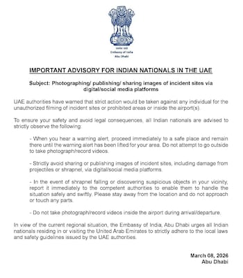  Indian Embassy In UAE Issues Advisory For s 