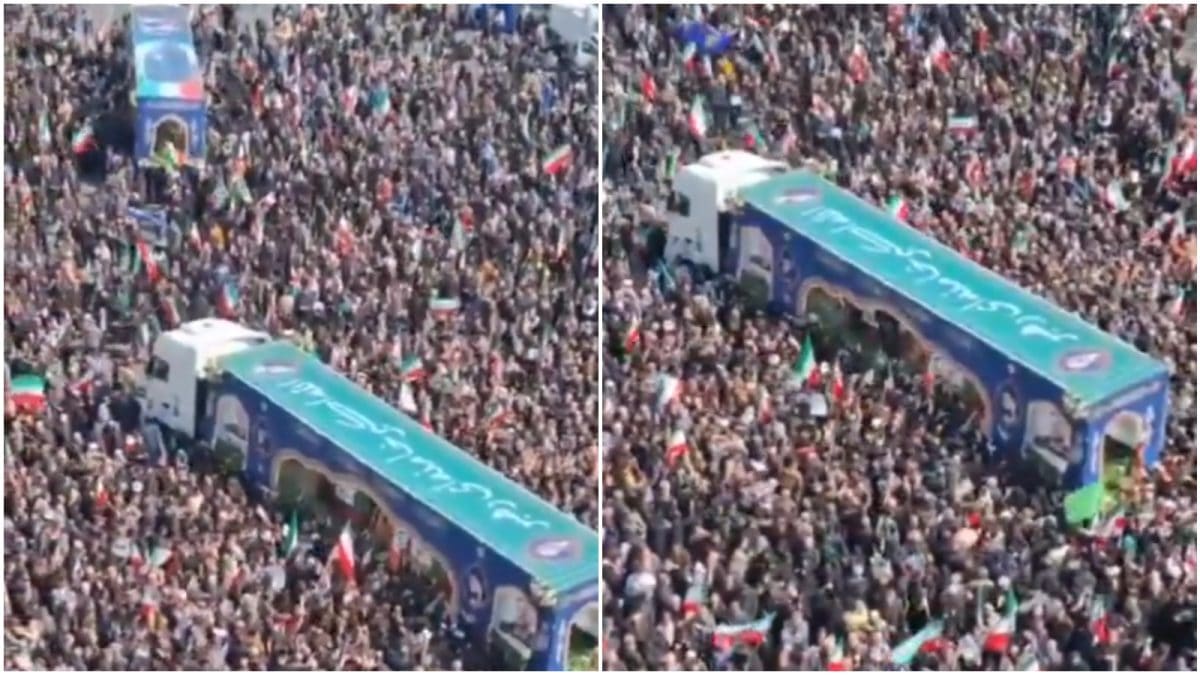 Massive Crowds Gather In Tehran's Revolutionary Square For Ali Larijani's Funeral | Watch