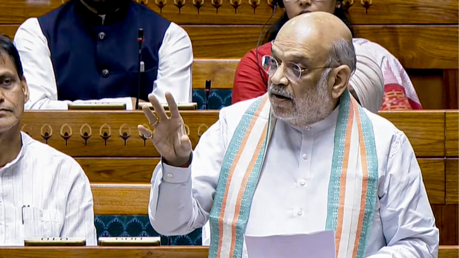 Home Minister Amit Shah speaks in Parliament. (Image: PTI)