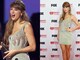 Taylor Swift wore a mini light green dress for the iHeartRadio Music Awards