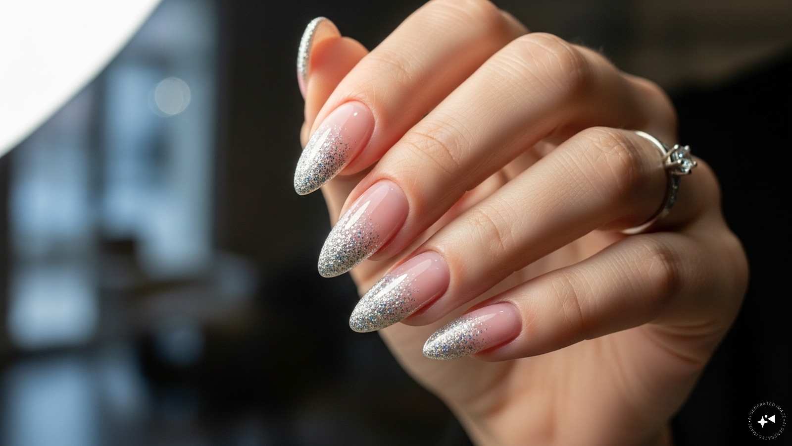 Glitter Tips: For a glamorous touch, try glitter tips. A clear or pastel base with concentrated glitter on the tips provides a sparkly effect that is both elegant and fun.