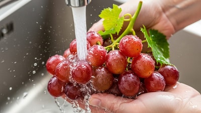 Rinse Twice Thoroughly: After soaking or washing with any solution, always rinse grapes at least twice under running water. Double rinsing ensures that loosened pesticides, salt, vinegar, or baking soda residues are completely washed away, leaving the grapes clean, fresh, and safe to eat.