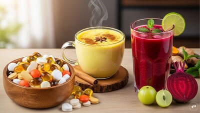 Turmeric milk, juices, and supplements support but do not amplify immune strength. Immunity is shaped by genetics and lifestyle, not quick-fix boosters. (Representative image: AI-generated)