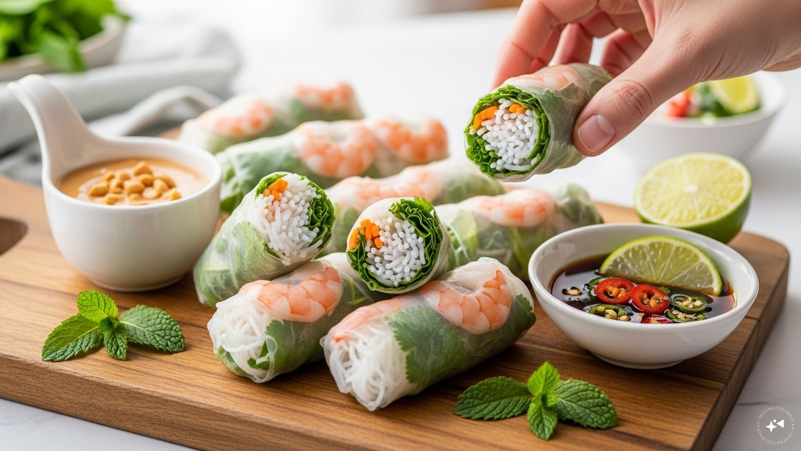 6. Step 5: Serve Fresh with a DipServe your rolls immediately for the best texture. Pair them with a light dipping sauce like peanut, sesame, or a tangy soy-lime mix. The combination of soft wrappers and crunchy vegetables makes every bite refreshing. 6. Step 5: Serve Fresh with a DipServe your rolls immediately for the best texture. Pair them with a light dipping sauce like peanut, sesame, or a tangy soy-lime mix. The combination of soft wrappers and crunchy vegetables makes every bite refreshing.