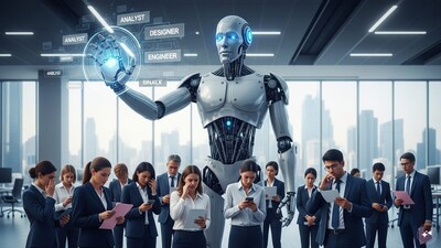 For workers and policymakers, the challenge will be adapting to a labour market where AI tools increasingly act as digital co-workers. (AI-Generated Image)