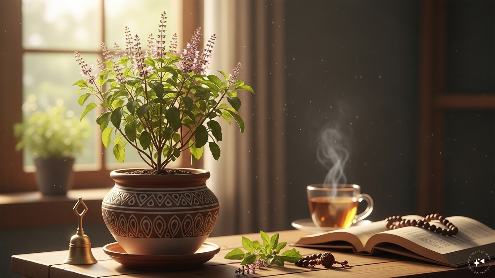 10. Holy Basil (Tulsi): Considered a sacred plant in many cultures, Tulsi is a powerful adaptogen. It helps the body and mind adapt to stress while boosting the immune system. Keeping it nearby creates a meditative atmosphere and provides leaves for medicinal, anti-inflammatory teas.