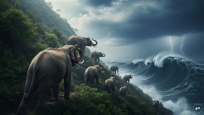 Elephants: Elephants can detect subsonic infrasound and seismic vibrations through their sensitive trunk and feet. This allows them to "hear" approaching tsunamis or thunderstorms from over 100 miles away. During the 2004 Indian Ocean tsunami, many elephants fled to higher ground.