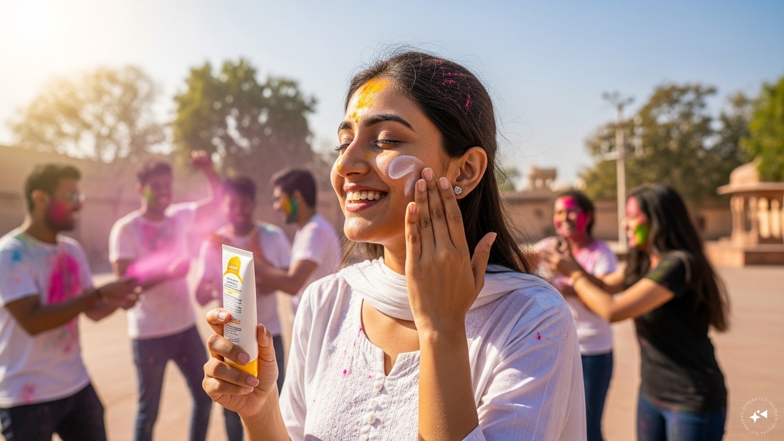 Skipping Sunscreen: Many people forget that Holi is an outdoor festival played under the sun. Not applying a broad-spectrum sunscreen can lead to severe sunburns, especially since the pigments on your skin can actually intensify the UV rays’ harmful impact throughout the day.