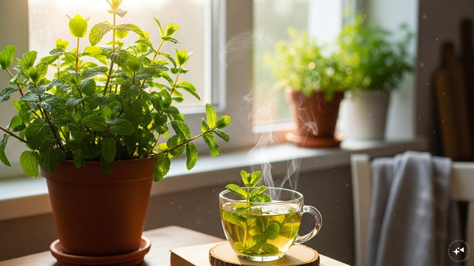 Peppermint: Peppermint is an instant energy lifter. The invigorating scent of menthol can reduce fatigue and sharpen your focus. It grows aggressively in pots, providing a constant supply of leaves for fresh tea, which aids digestion and further relaxes the body.