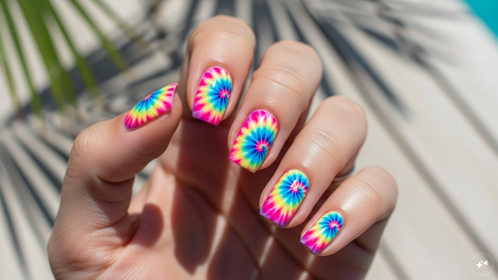 Tie-Dye Nails: Tie-dye isn't just for t-shirts. Swirls of pink, blue and yellow create a psychedelic summer vibe on your nails. It's sassy, ​​fun, and totally Instagram-worthy.