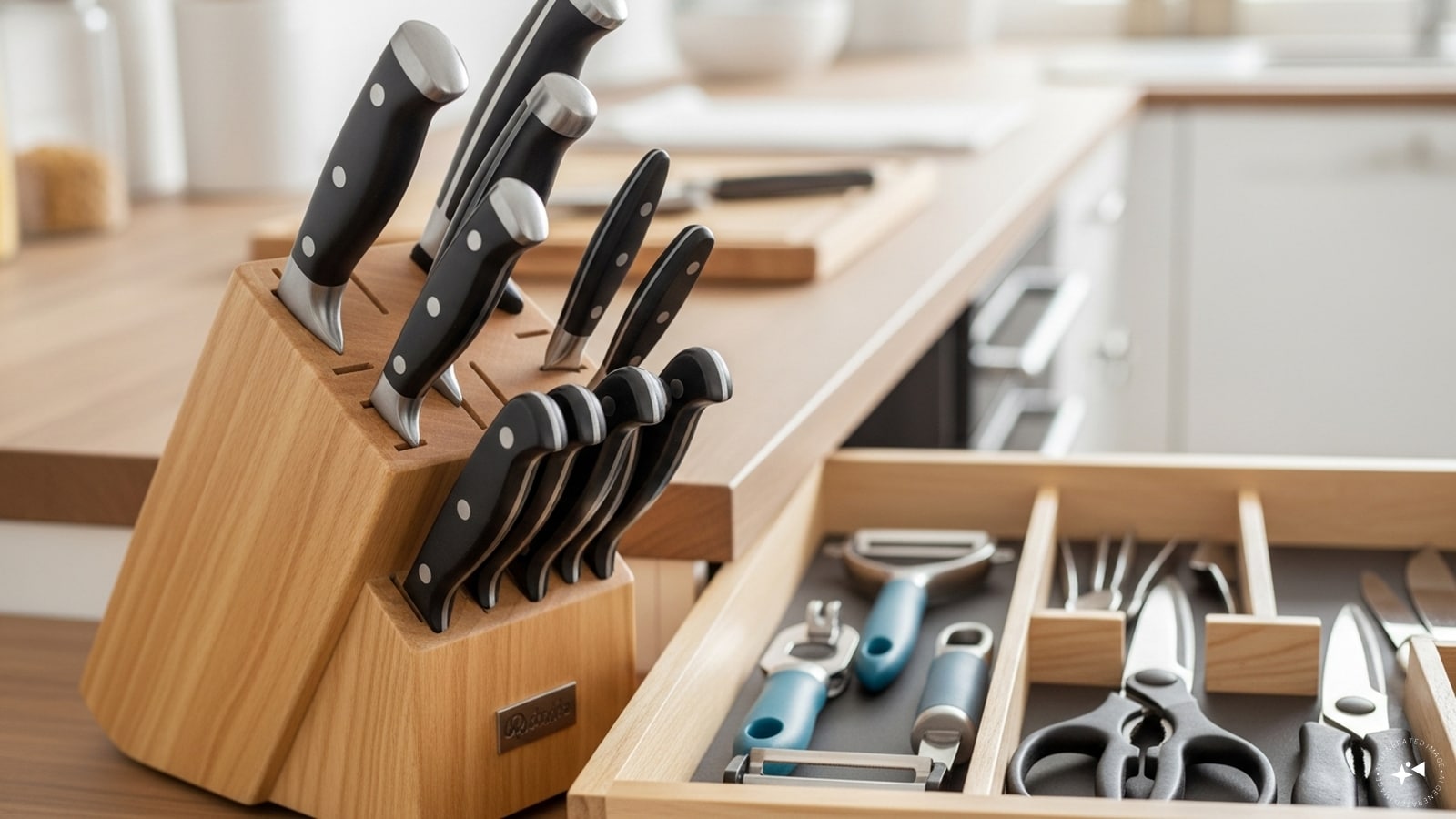 Store Knives and Sharp Tools Properly: Keep knives, peelers, and sharp tools in designated holders or drawers. Never leave them loose on countertops. Proper storage prevents accidental cuts, especially in households with children who may unknowingly reach for sharp objects.