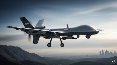 RA-01 is described as a large, flying-wing stealth UAV, bearing a resemblance to the U.S. RQ-170 Sentinel or the Lockheed Martin RQ-180. (AI generated for representation)