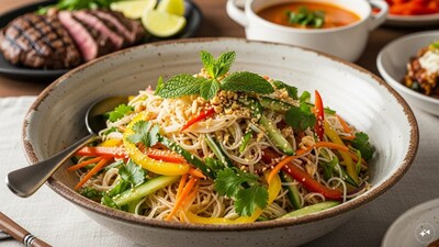 The noodle salad is best served fresh, slightly chilled, and straight from the mixing bowl. It’s versatile enough to be eaten on its own or paired with grilled meats, soups, or even as part of a larger spread. The balance of textures makes it a dish that appeals to all ages.