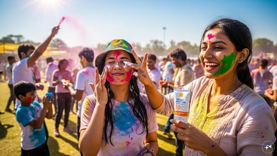  Reapply Sunscreen Regularly: Playing outdoors for hours increases sun exposure, even when covered in colours. Apply a broad-spectrum sunscreen before stepping out and reapply every two hours. Protecting your skin prevents sunburn, reduces fatigue caused by heat, and keeps you comfortable longer.