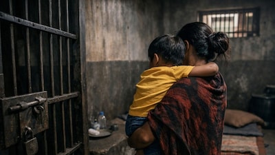 Ritika had come to the prison along with her four-year-old child. Following her arrest, officials found that there were no relatives available to take care of the child outside. Image: AI generated