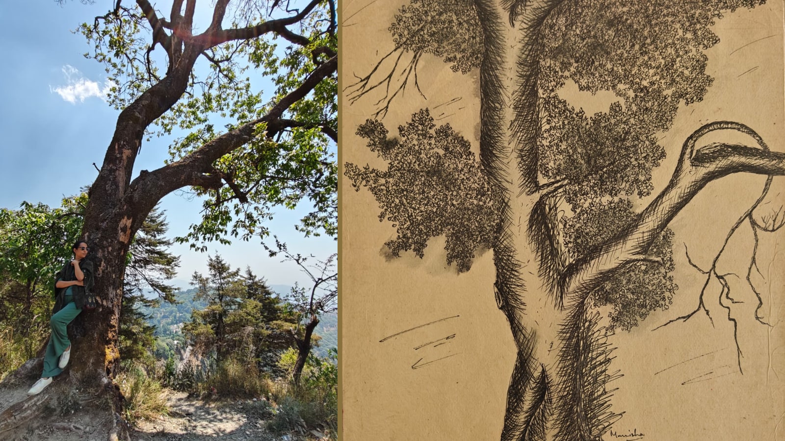 Pen & ink sketch made by Manisha nearly 25 years ago of her 