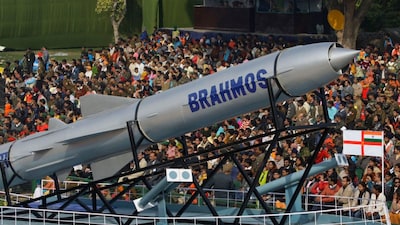 A Brahmos missile is displayed at the Republic Day parade rehearsal in New Delhi. (AP File)