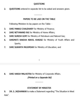 Key Business In Parliament Today Key Business In Parliament Today