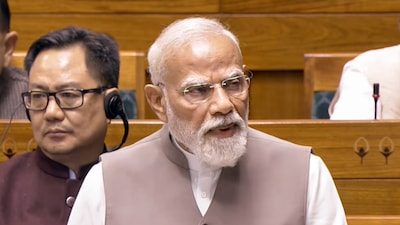 PM Narendra Modi speaks in Lok Sabha. (Image: Sansad TV)
