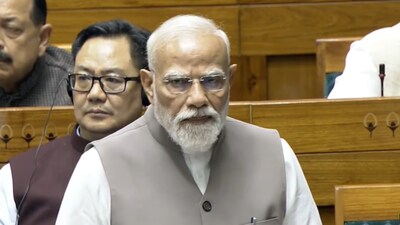 PM Narendra Modi speaks in Parliament on the Iran war. (Image: Sansad TV)