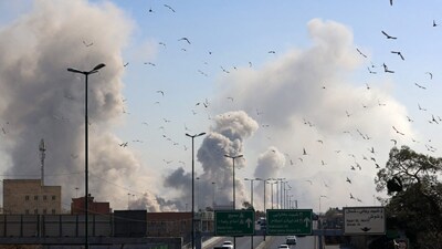 A plume of smoke rises after a strike on the Iranian capital of Tehran on March 5, 2026. (AFP photo)