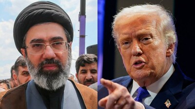 Iran's Supreme Leader Mojtaba Khamenei and US President Donald Trump (right). (File)