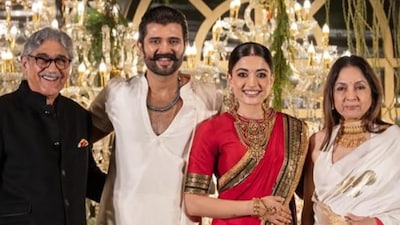 Neena and her husband Vivek at the 'Virosh' reception.