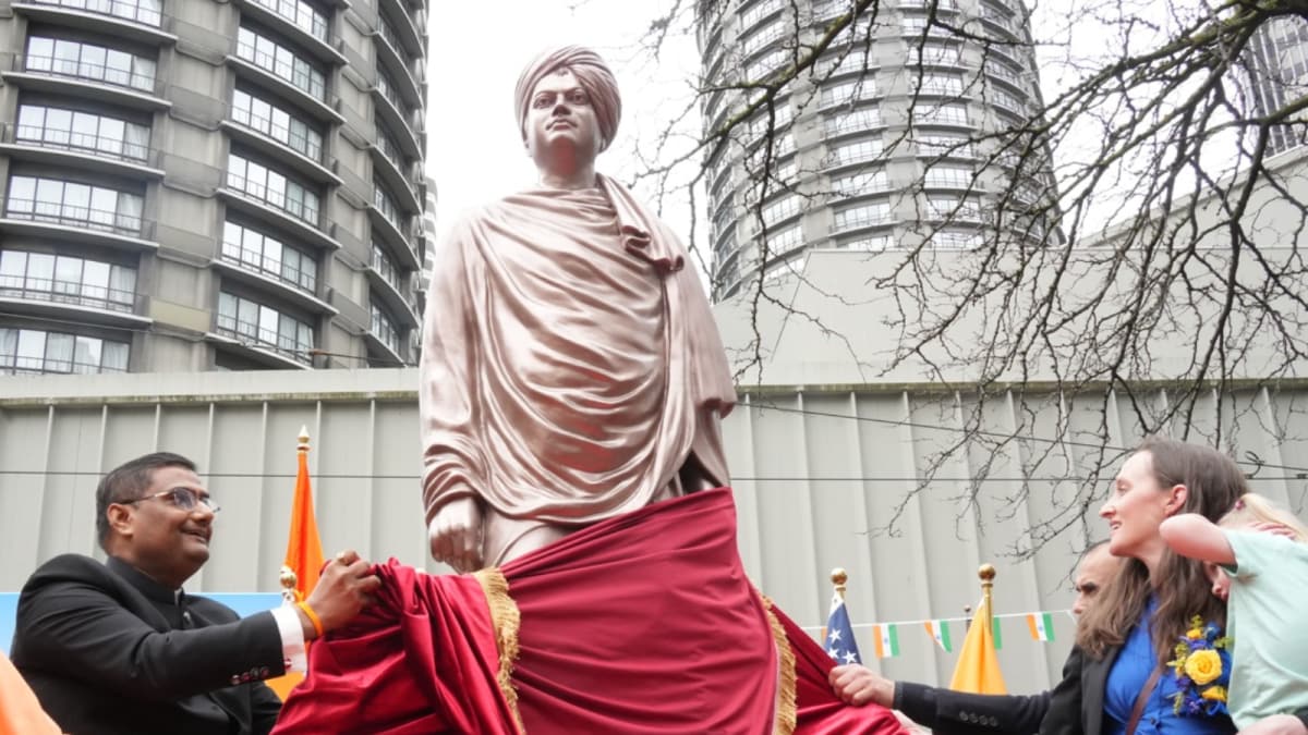 Swami Vivekananda's Life-Size Statue Installed At Westlake Square In Seattle