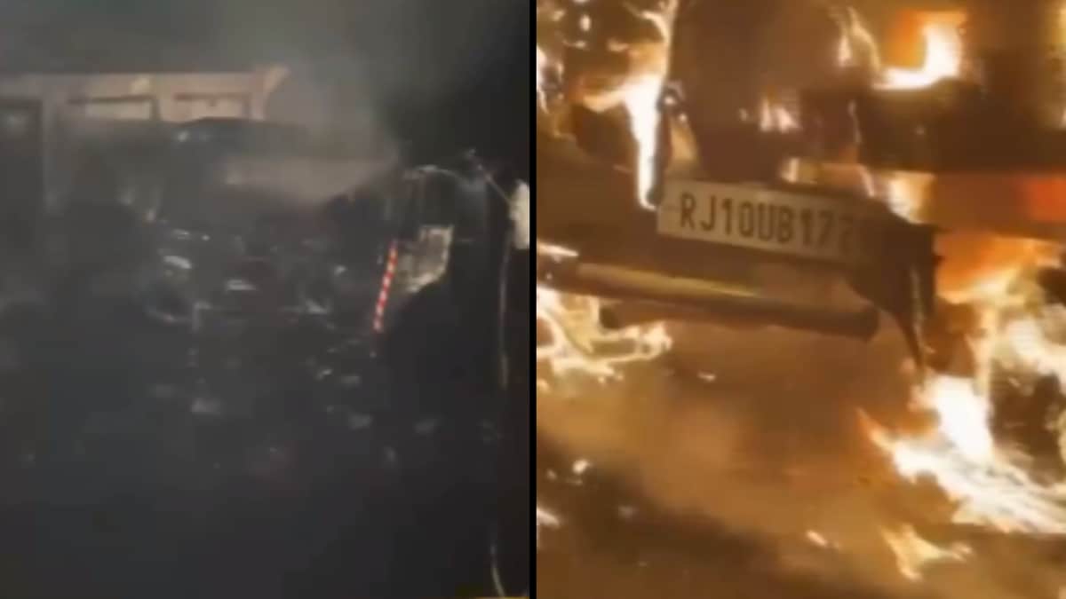 Three Burnt Alive As SUV Goes Up In Flames After Collision With Dumper Truck In Rajasthan