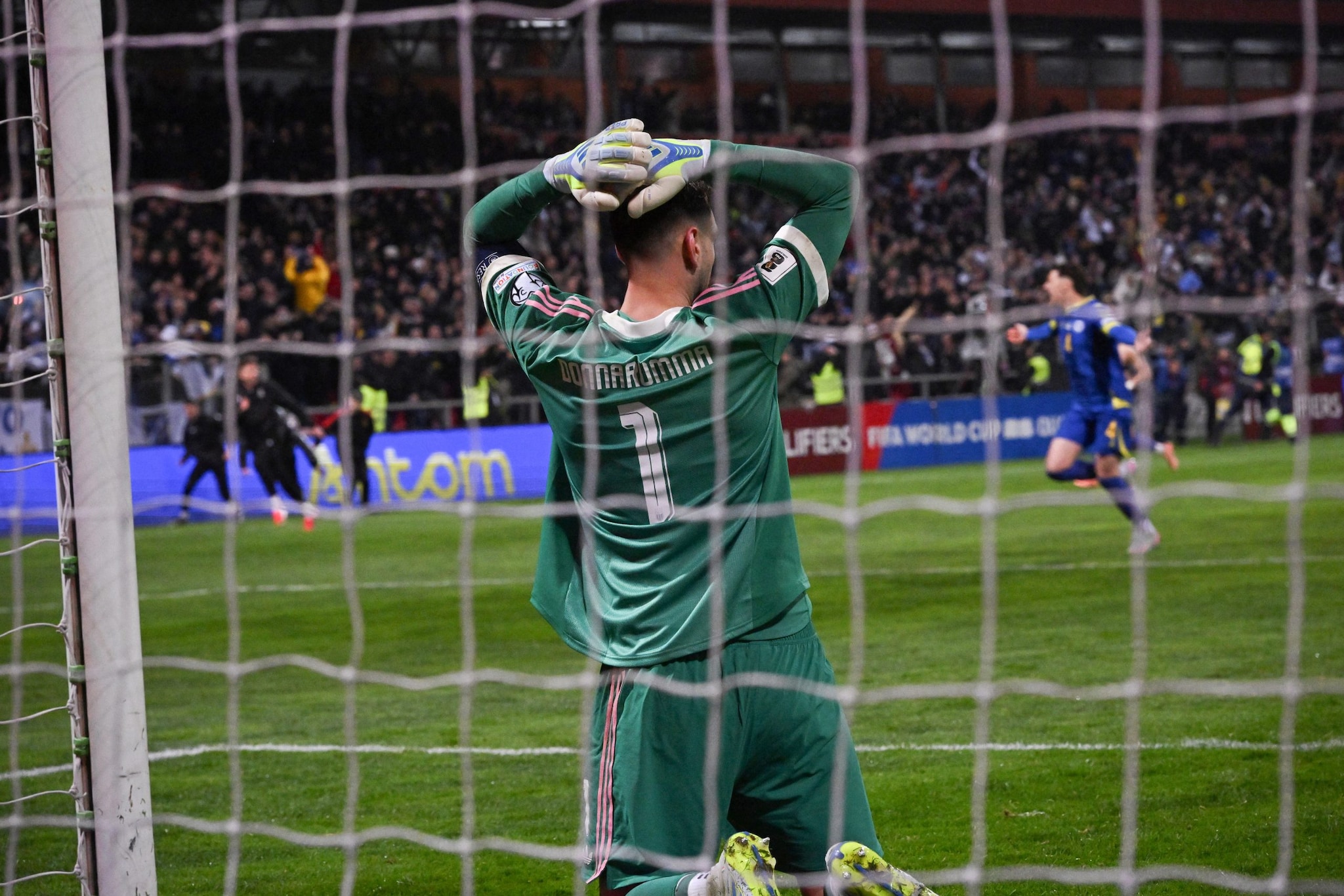 Italy's Gianluigi Donnarumma will be having nightmares for years to come, with Italy failing to cross the line in the playoff final against Bosnia (AFP)