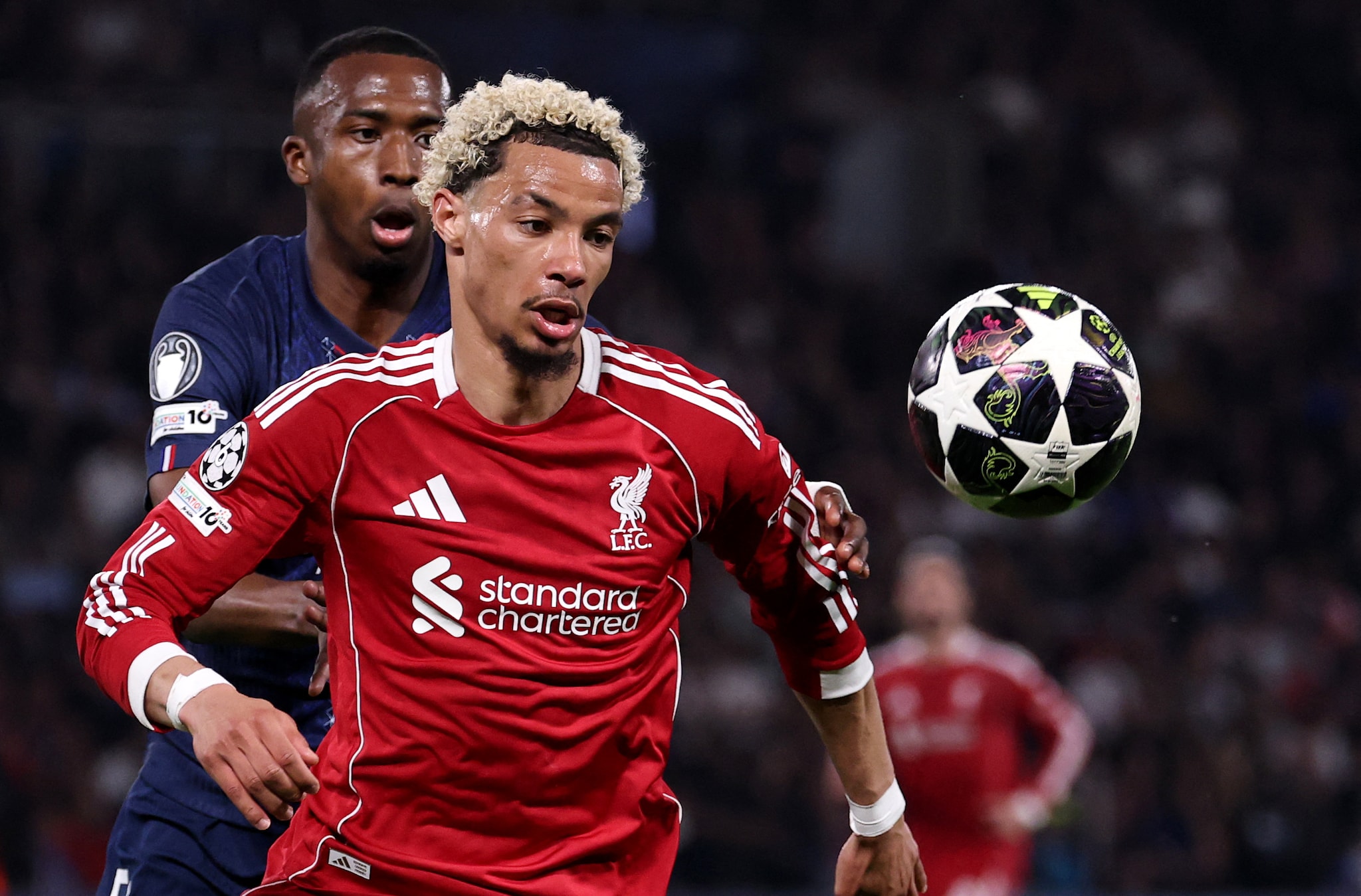 Liverpool suffered a chastening Champions League exit against PSG in the quarter-finals but the low point of the second leg at Anfield was an awful injury sustained by French striker Hugo Ekitike (AFP)