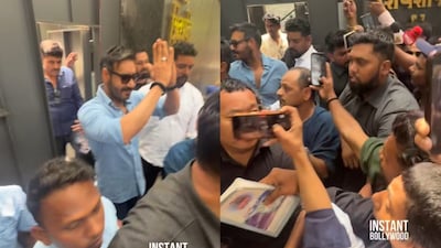 Ajay Devgn was nearly mobbed as he stepped out to greet fans outside his Mumbai home on his 57th birthday, forcing him to head back inside.