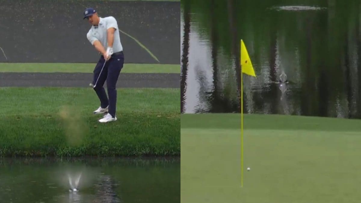 Bryson DeChambeau’s Water-Skipping Augusta Trick Shot Goes Viral | WATCH