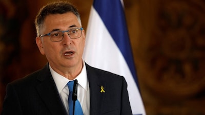  Israel's Foreign Minister Gideon Saar speaks during a press conference at Czech Foreign Ministry headquarters in Prague, Czech Republic. (IMAGE: REUTERS) 