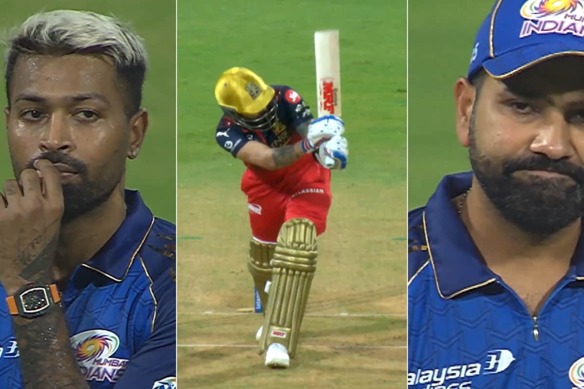 Rohit Disappointed, Hardik Palm-Faced Over Virat Kohli’s Cracking Six Vs MI | Watch