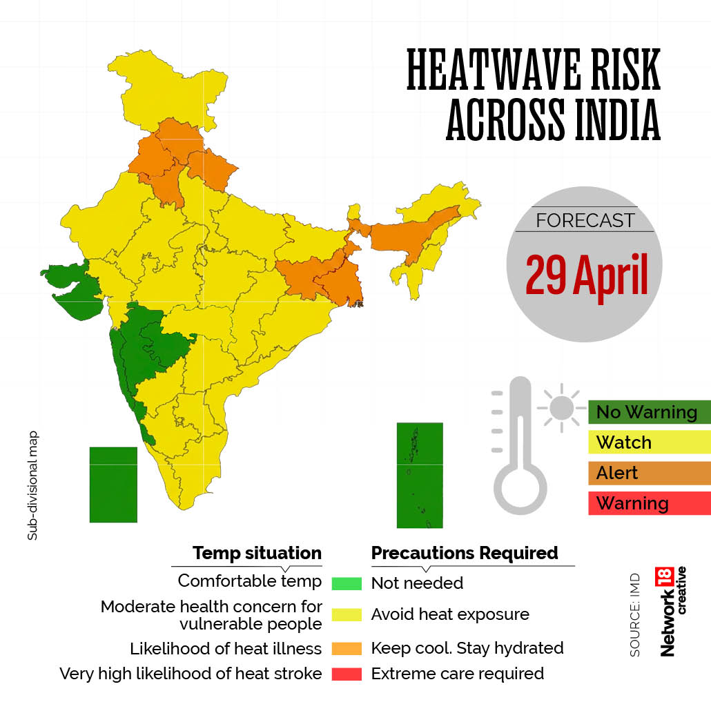 29 अप्रैल को, उत्तर प्रदेश, बिहार, झारखंड और पश्चिम बंगाल के कुछ हिस्सों में 