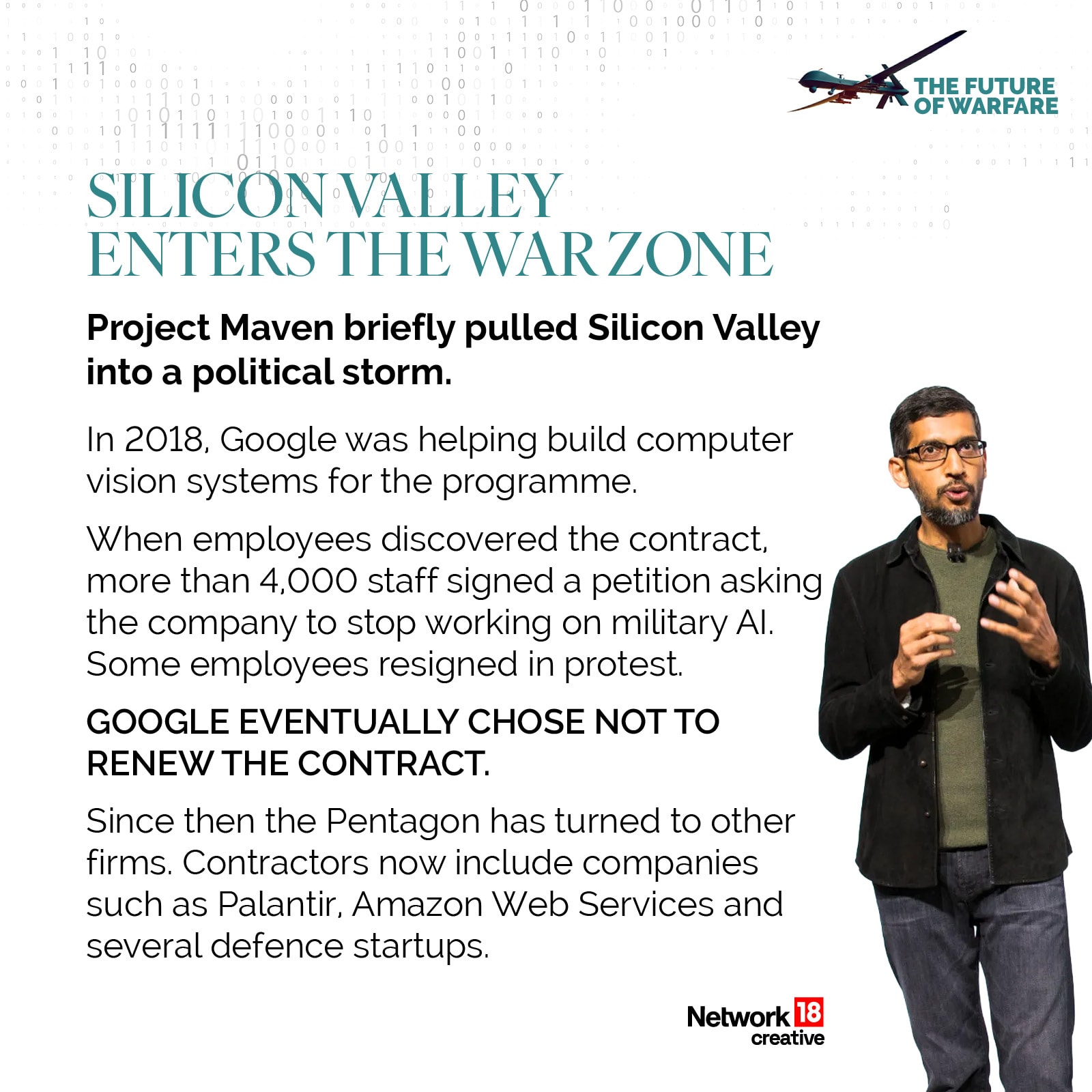 Project Maven sparked controversy in Silicon Valley, leading to employee protests and Google eventually stepping away from its military AI contract.
