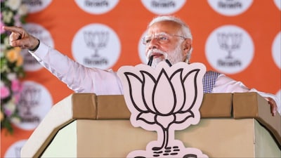 A file photo of PM Modi addressing a rally (PTI)